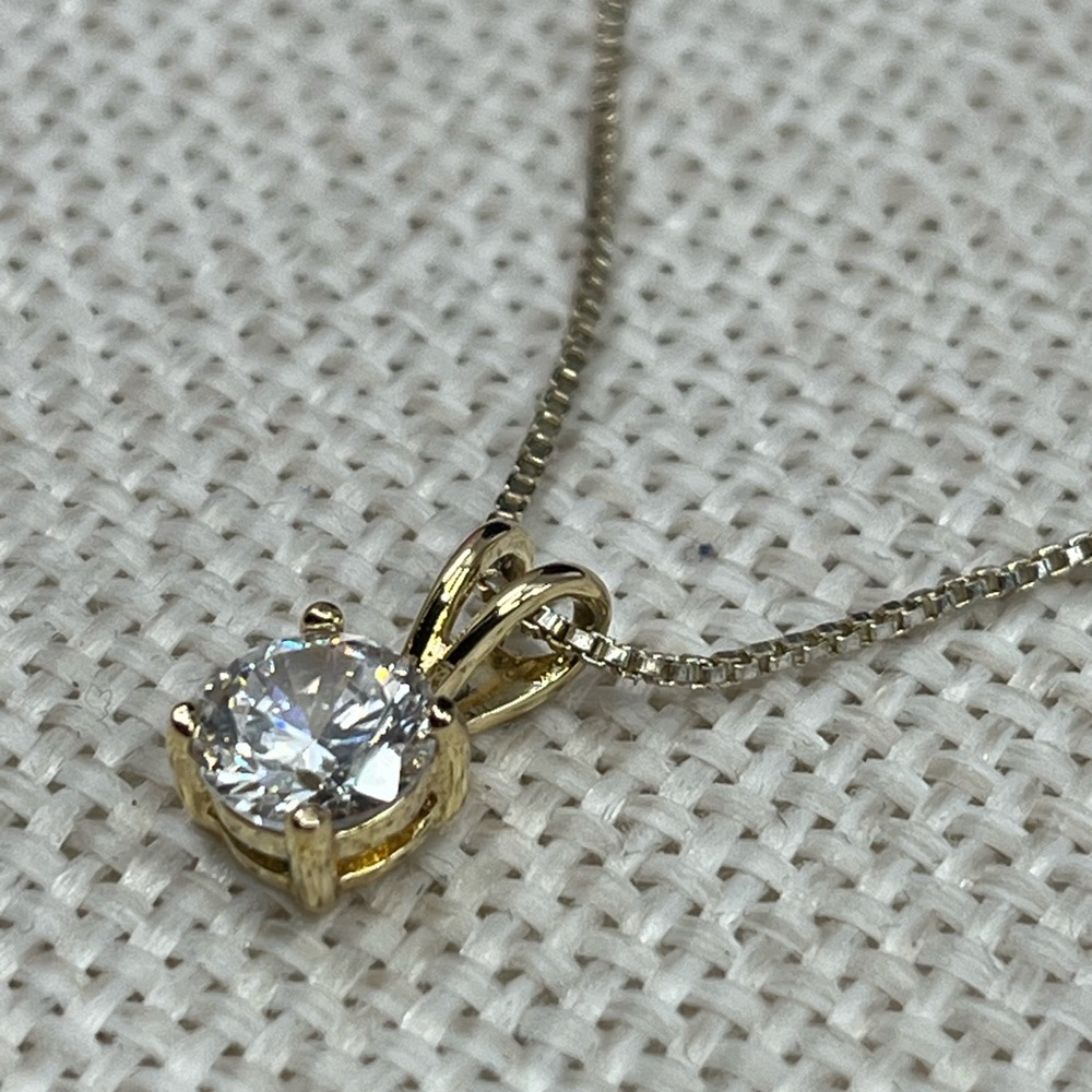 Vintage 925 Italy Sterling Silver Necklace w/ CZ Pendant – 18” - Picture 3 of 17